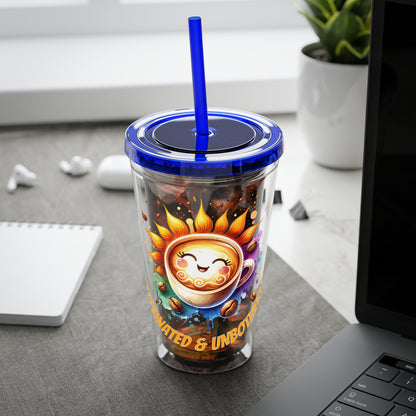Caffeinated & Unbothered 16oz Insulated Tumbler with Straw