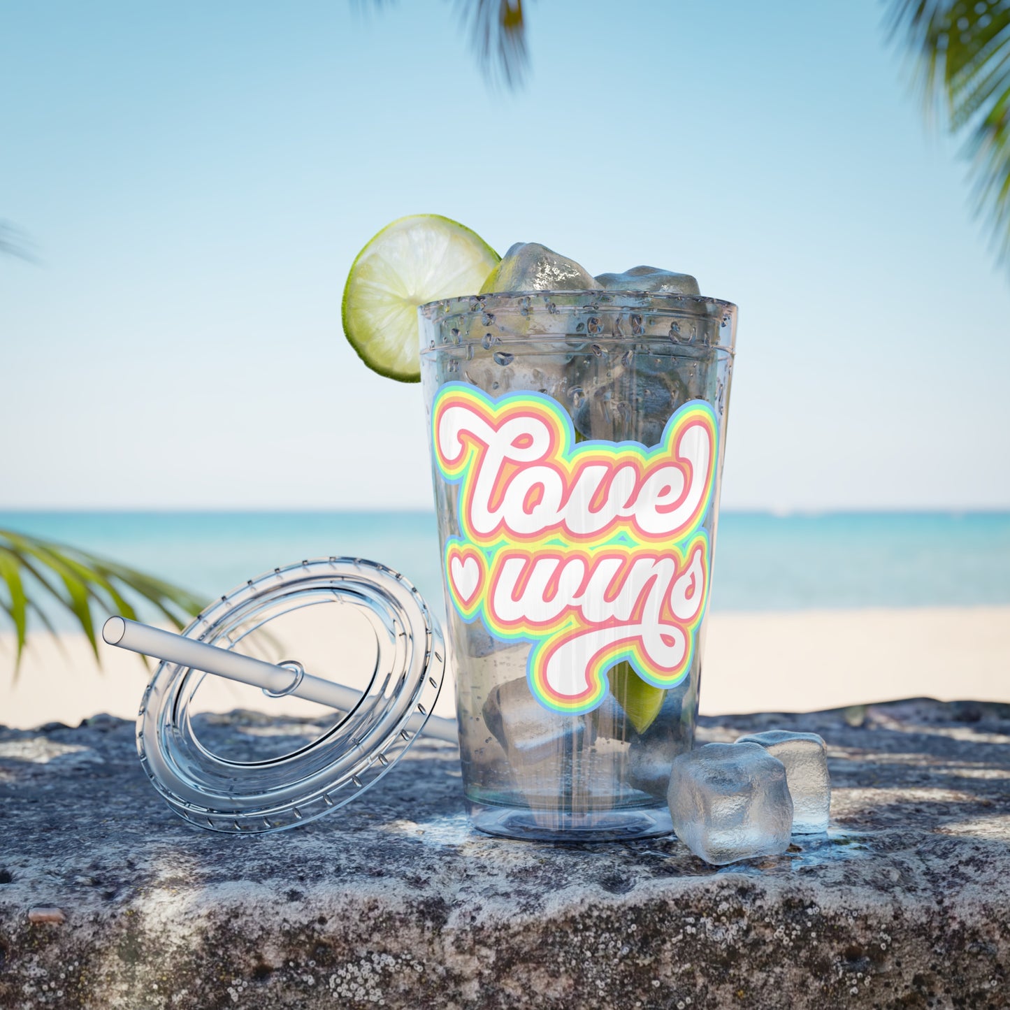 Love Wins 16oz. Insulated Tumbler with Straw