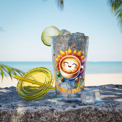 Caffeinated & Unbothered 16oz Insulated Tumbler with Straw