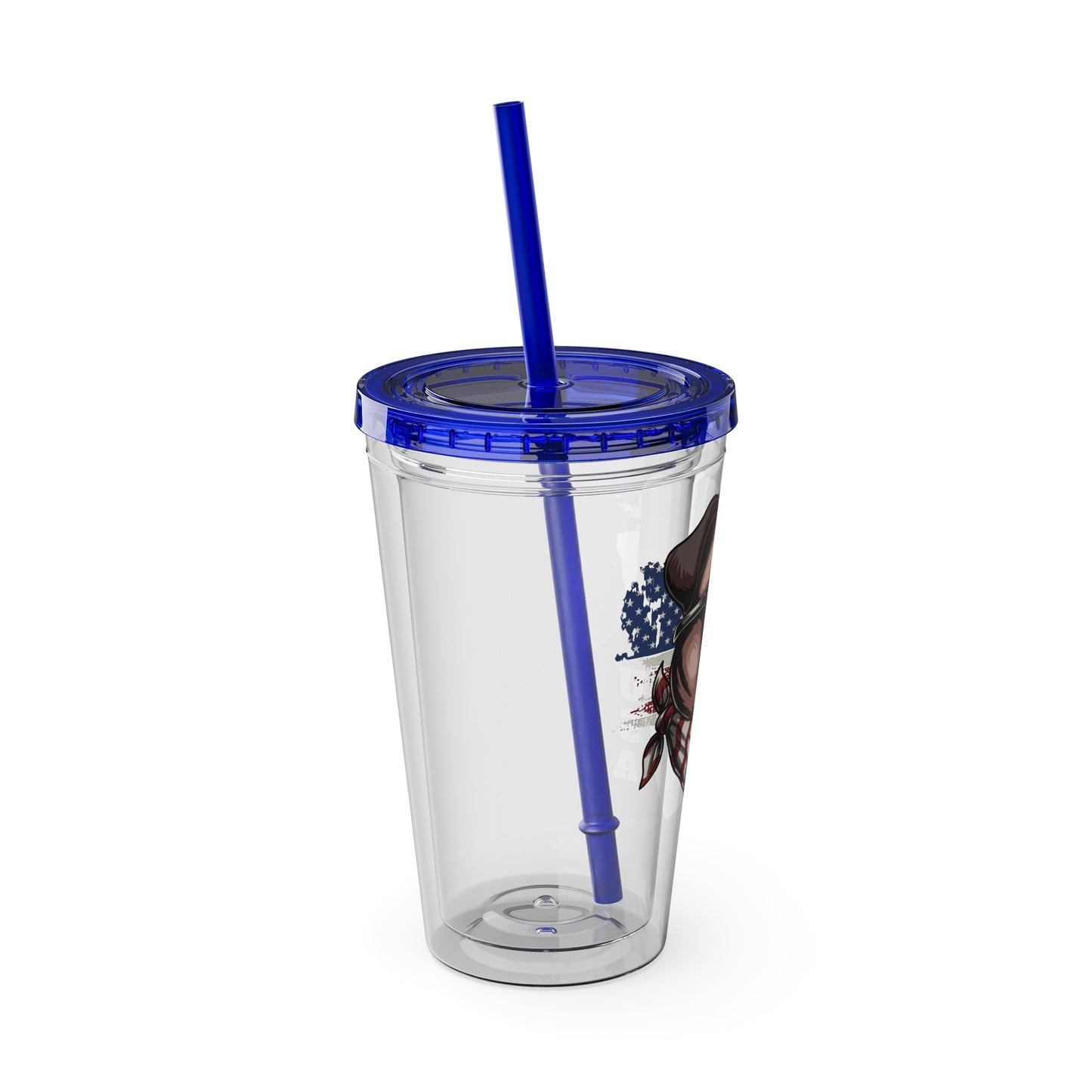 Patriotic Pug 16oz. Insulated Tumbler with Straw