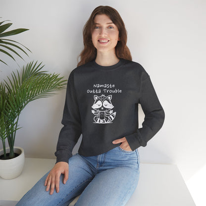 Namaste Outta Trouble Raccoon Unisex Crewneck Sweatshirt