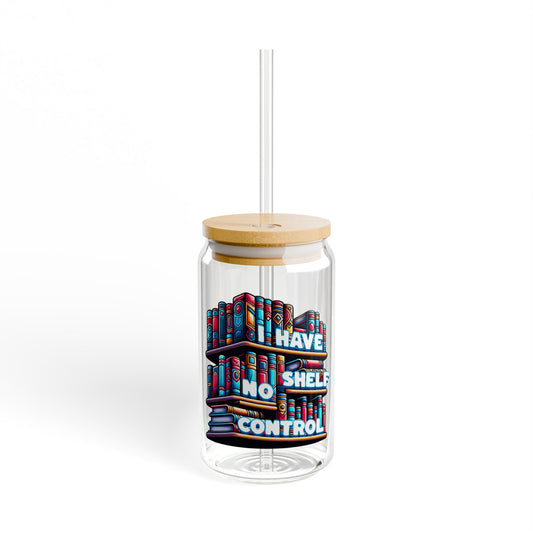 No Shelf Control 16oz Sipper Glass with Bamboo Lid and Straw