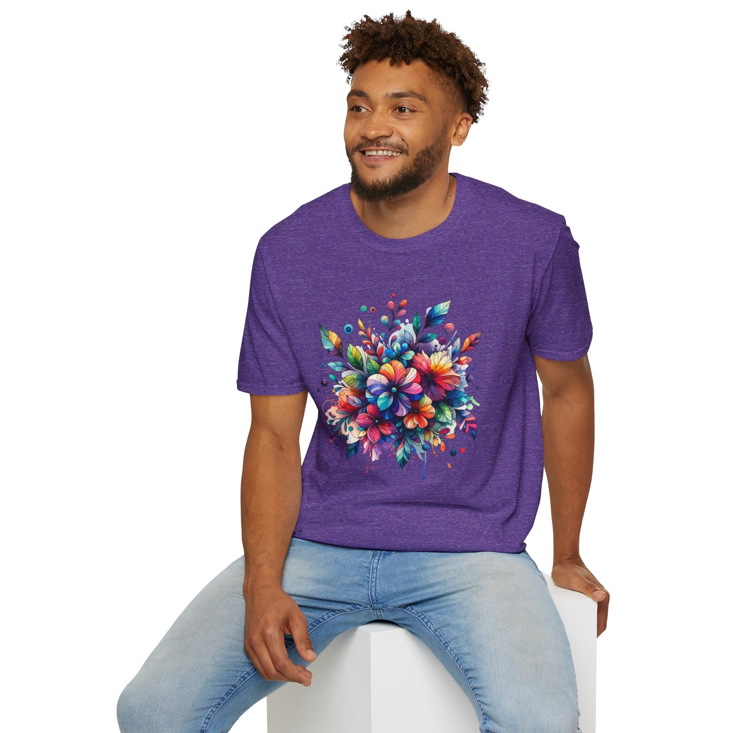 Rainbow Floral Explosion Unisex Graphic T-Shirt