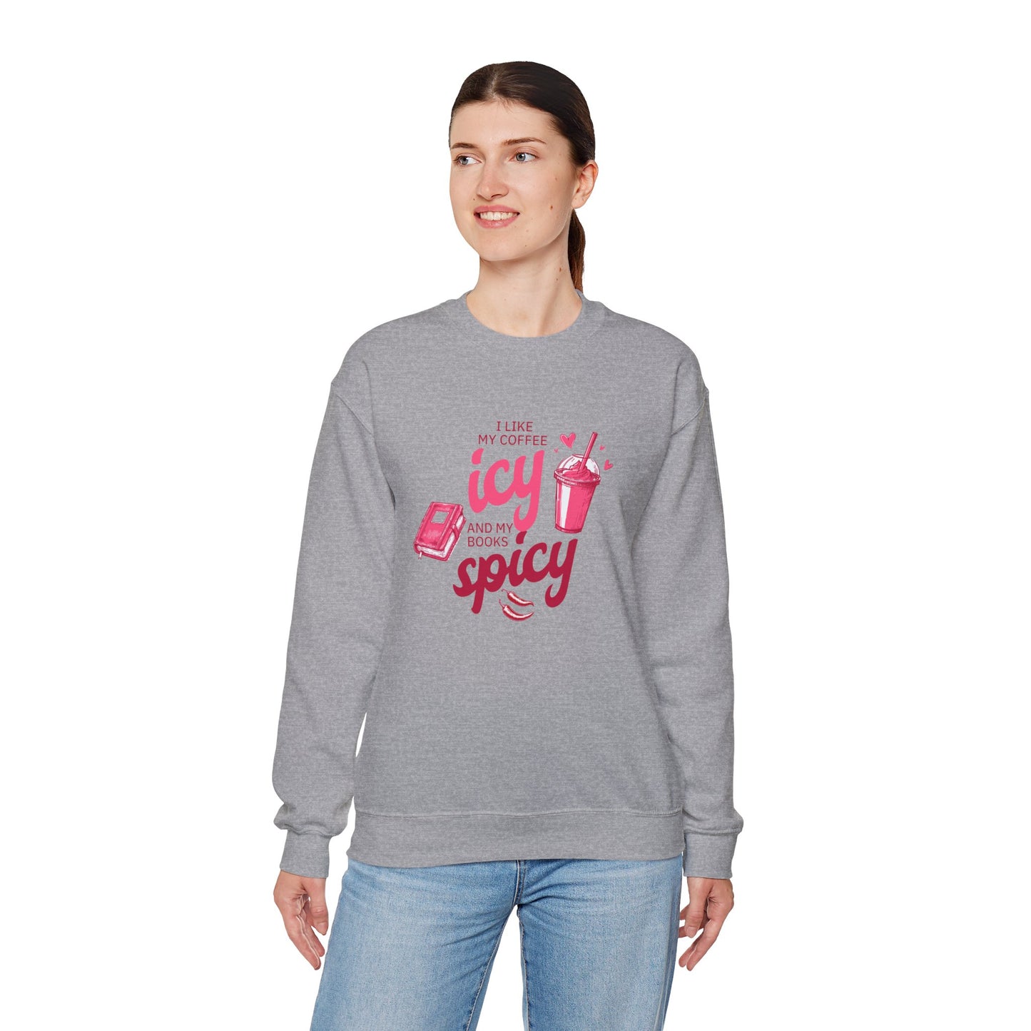 Icy Coffee Spicy Books Unisex Crewneck Sweatshirt