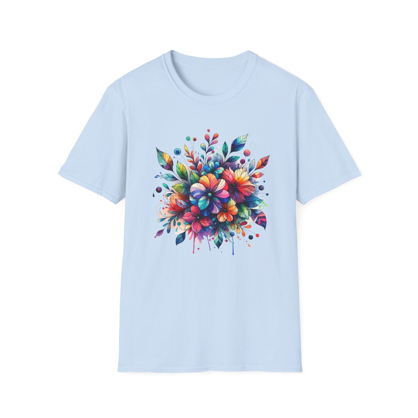 Rainbow Floral Explosion Unisex Graphic T-Shirt