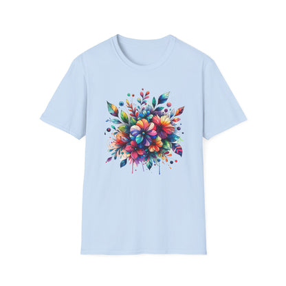 Rainbow Floral Explosion Unisex Graphic T-Shirt