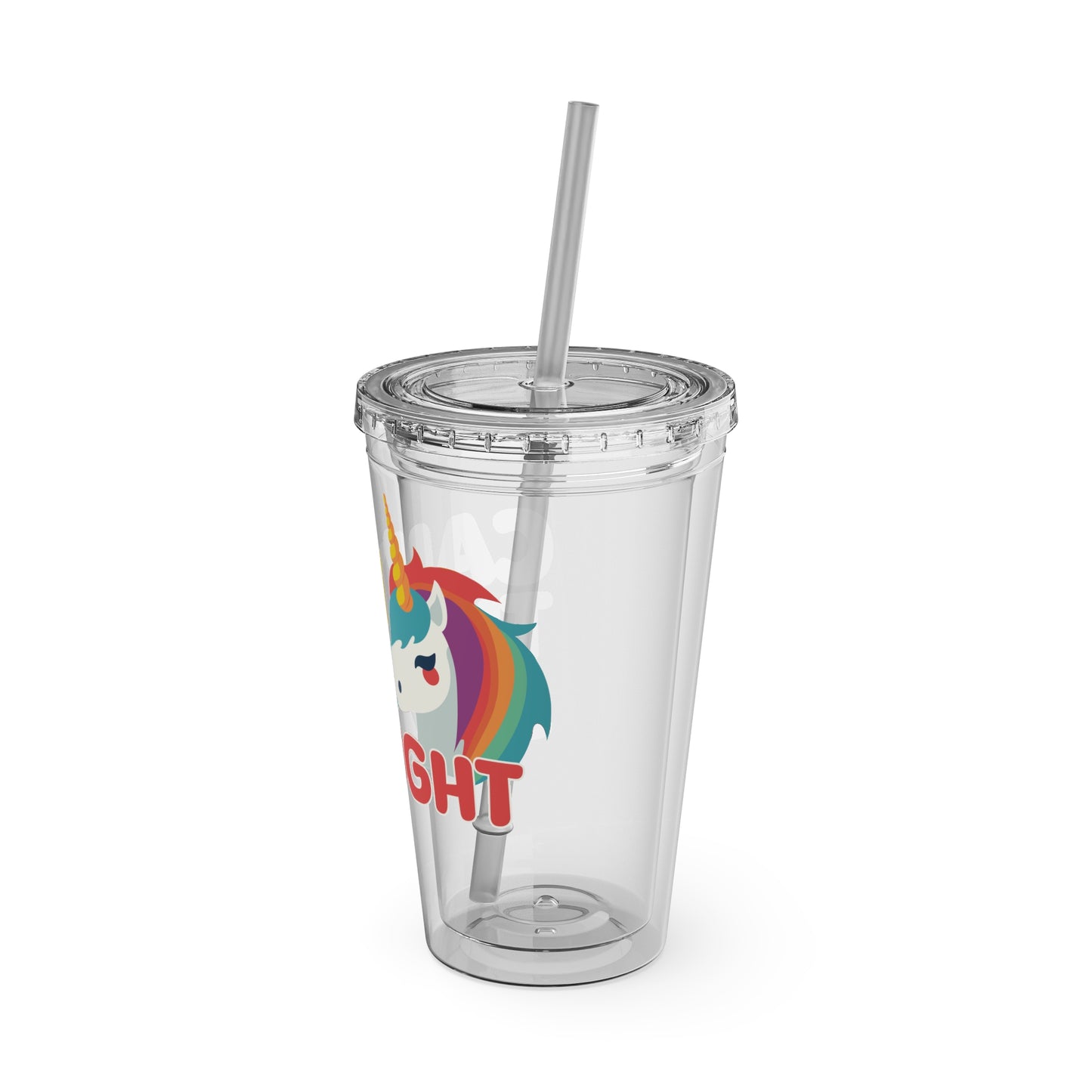 Unicorn Can't Think Straight 16oz. Insulated Tumbler with Straw
