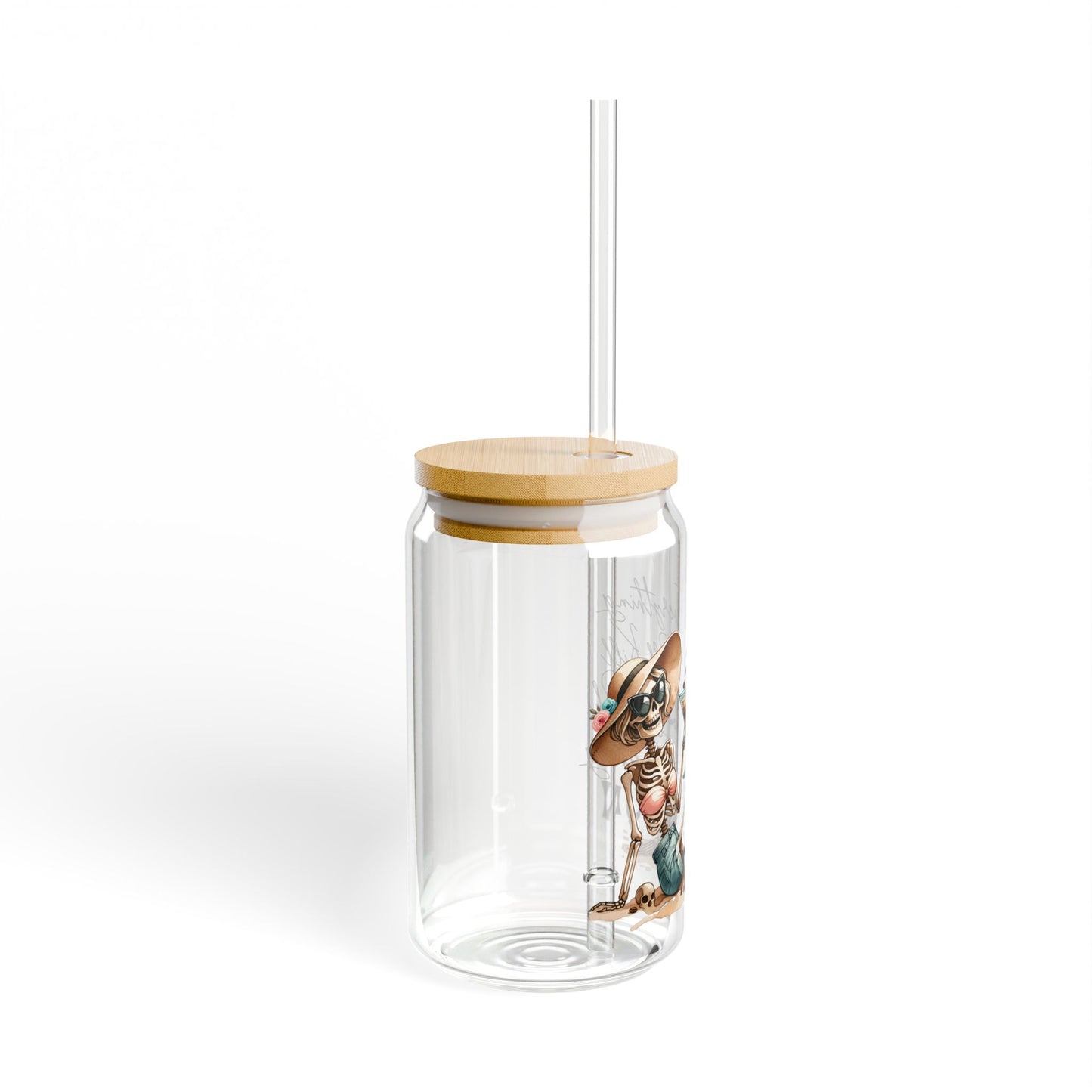Pick Something Fun Skeleton 16oz Sipper Glass with Bamboo Lid & Straw