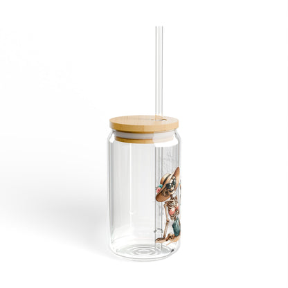 Pick Something Fun Skeleton 16oz Sipper Glass with Bamboo Lid & Straw
