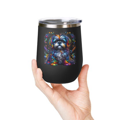 Colorful Shih Tzu 12oz Insulated Wine Tumbler