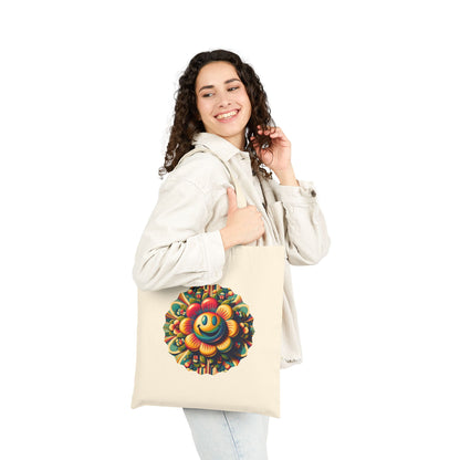 Cheerful Flower Cotton Canvas Tote Bag