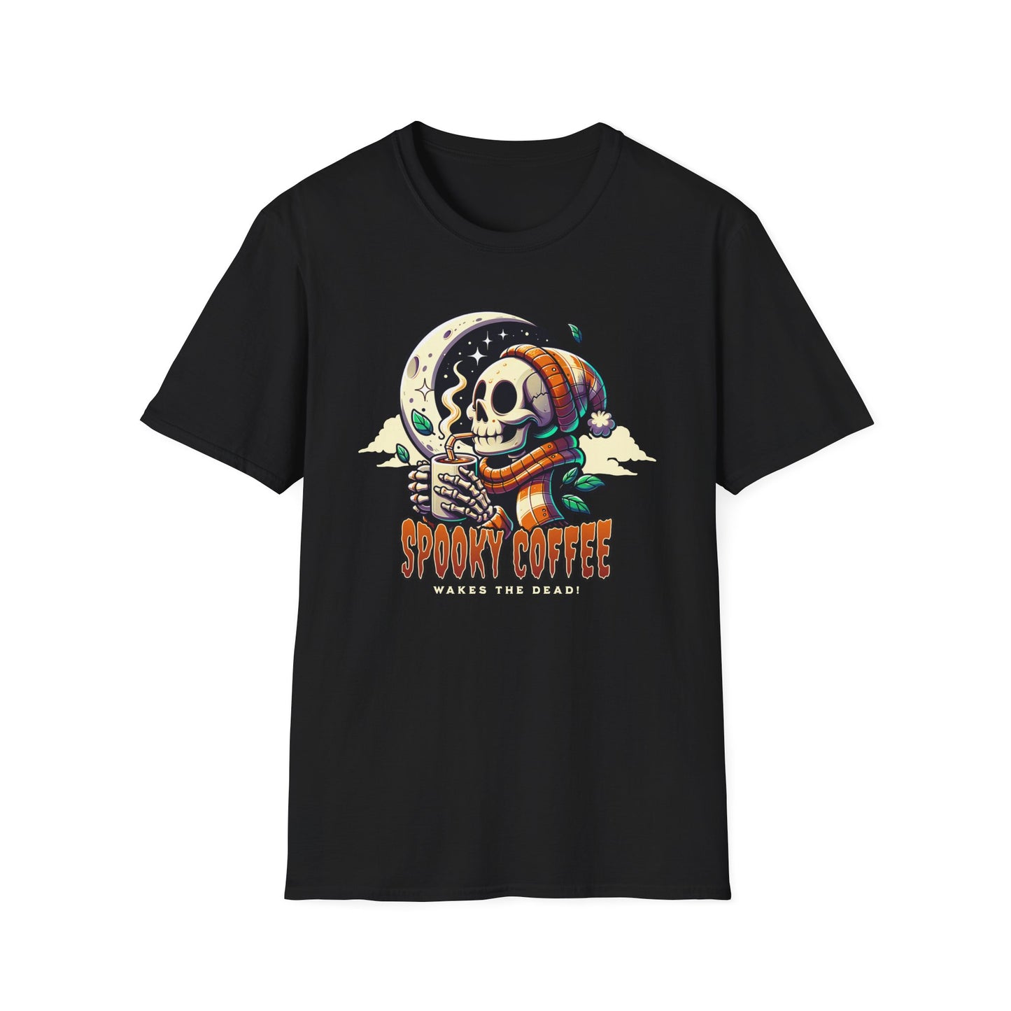 Spooky Coffee Skeleton Unisex Graphic T-Shirt
