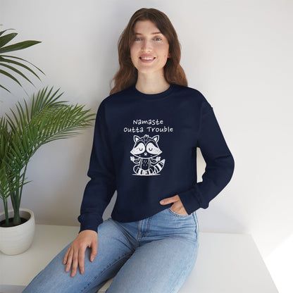 Namaste Outta Trouble Raccoon Unisex Crewneck Sweatshirt