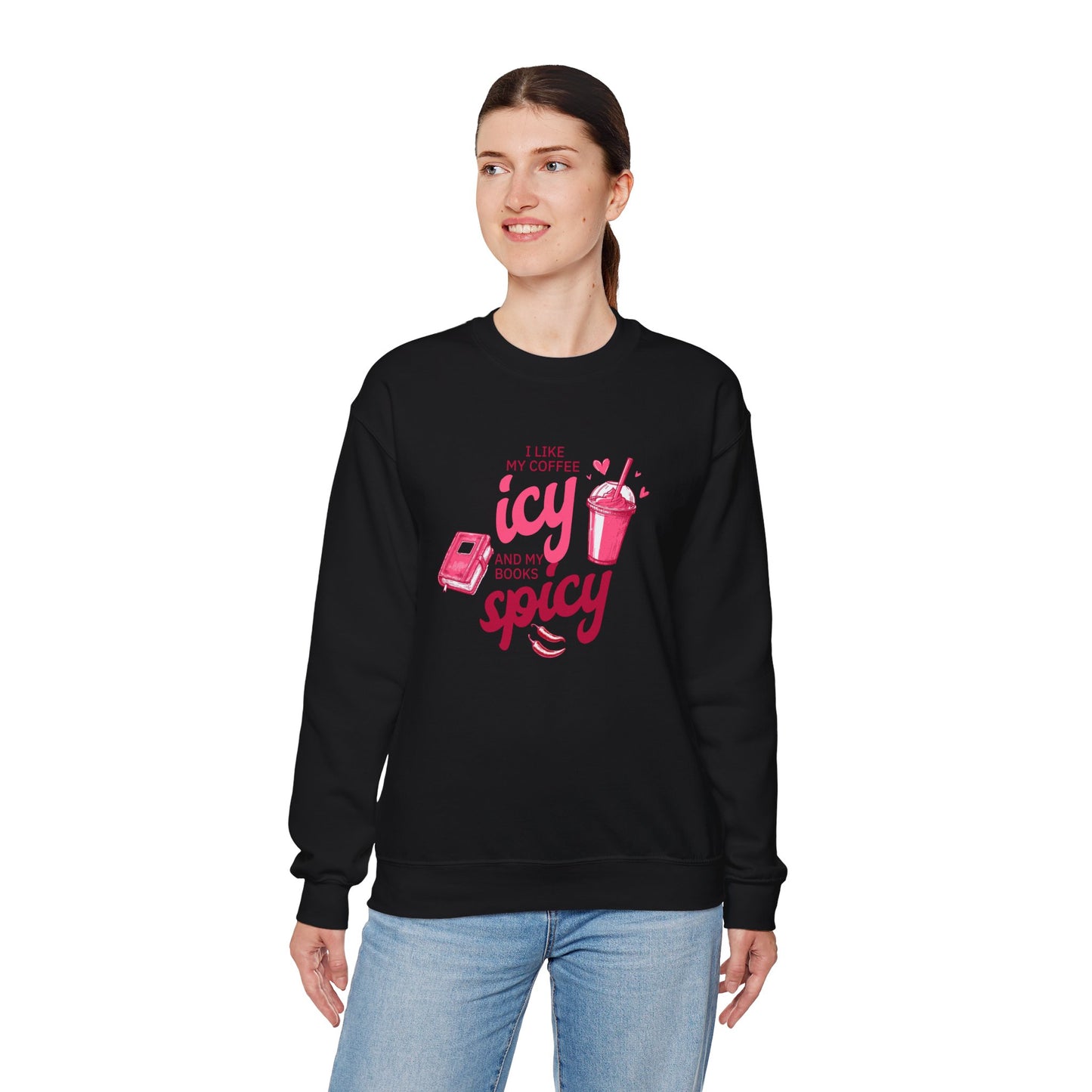 Icy Coffee Spicy Books Unisex Crewneck Sweatshirt