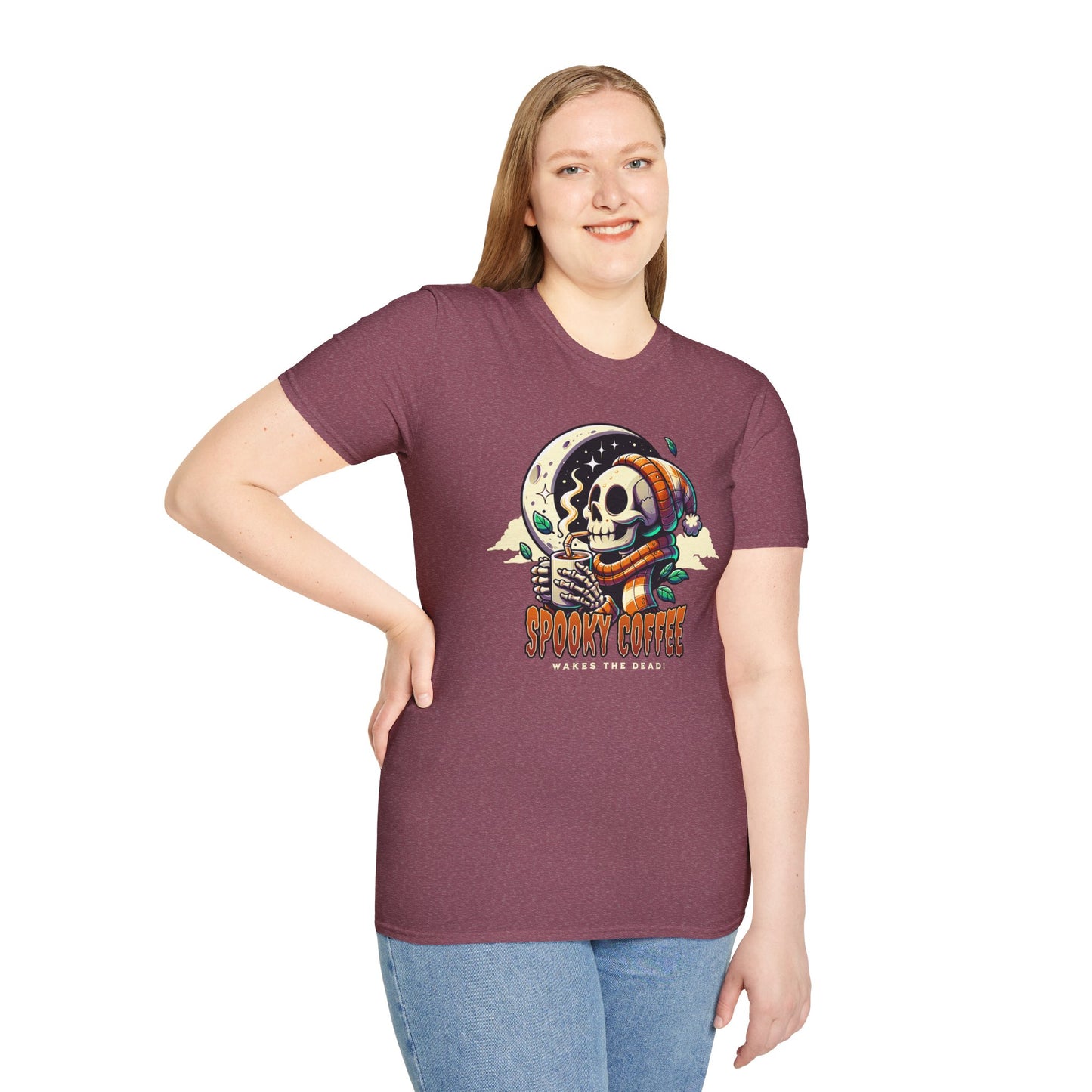 Spooky Coffee Skeleton Unisex Graphic T-Shirt