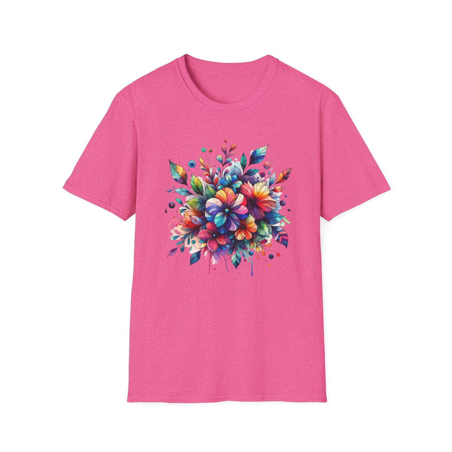 Rainbow Floral Explosion Unisex Graphic T-Shirt