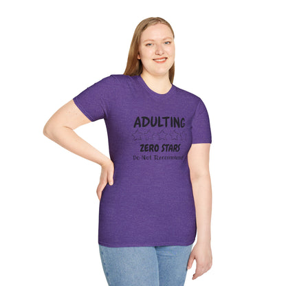 Adulting Zero Stars Handscript Unisex Graphic T-Shirt