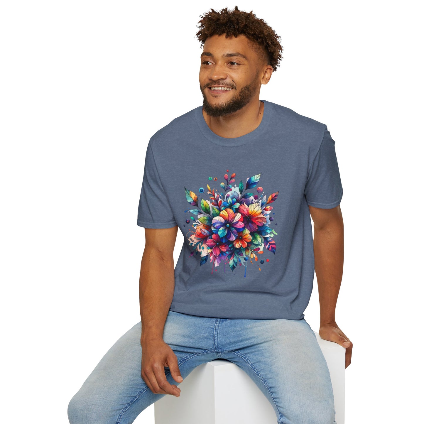 Rainbow Floral Explosion Unisex Graphic T-Shirt