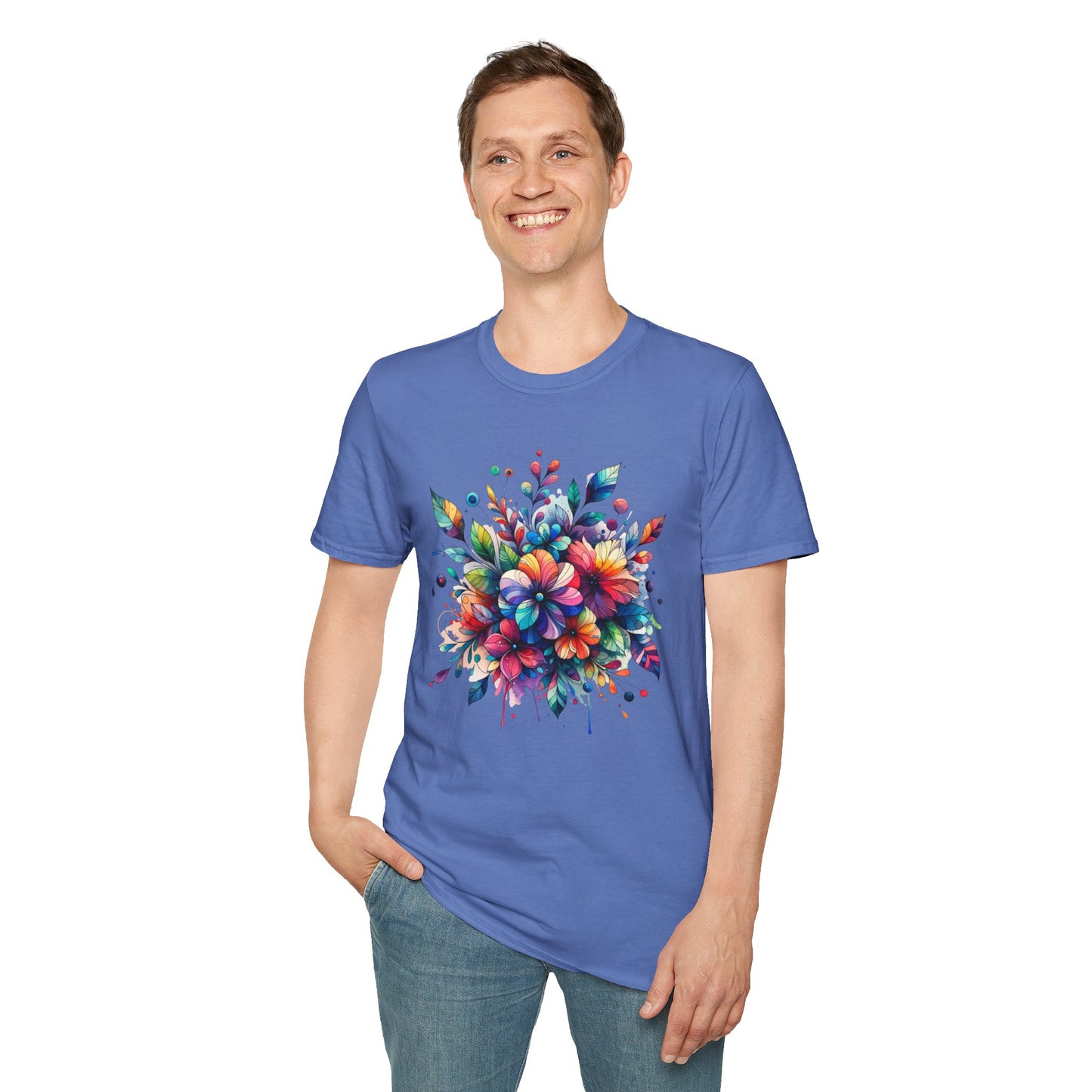 Rainbow Floral Explosion Unisex Graphic T-Shirt