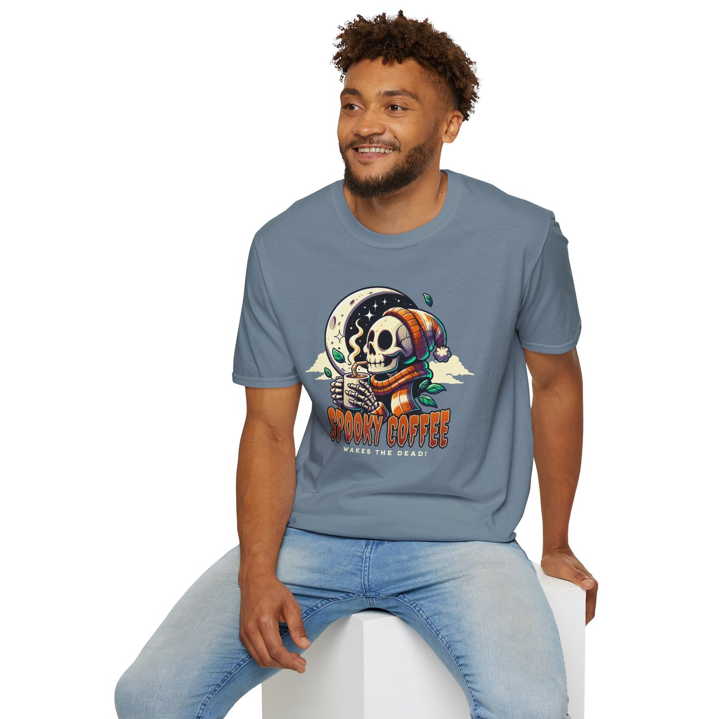 Spooky Coffee Skeleton Unisex Graphic T-Shirt