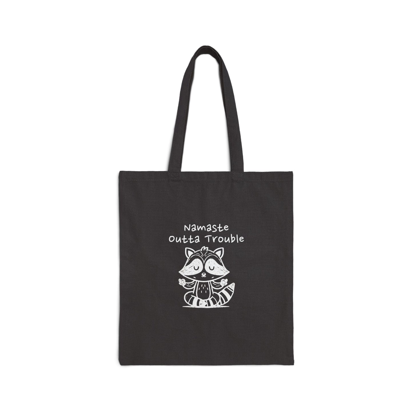 Namaste Outta Trouble Raccoon Cotton Canvas Tote Bag