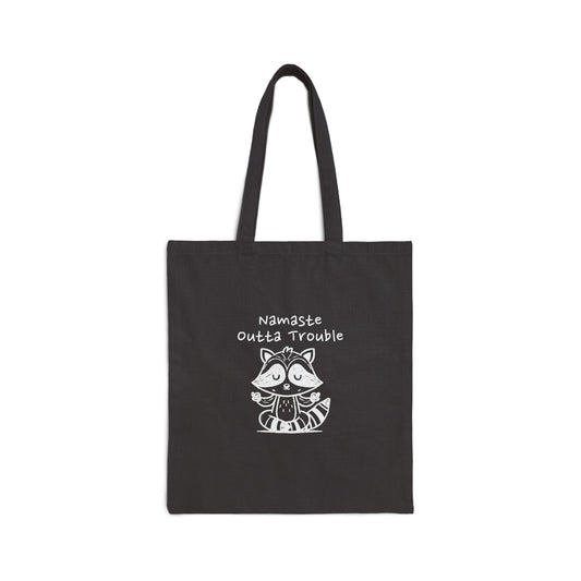 Namaste Outta Trouble Raccoon Cotton Canvas Tote Bag