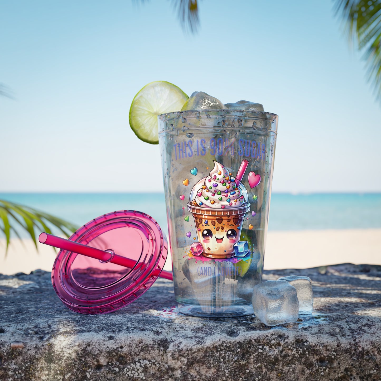 90% Sugar 16oz Insulated Tumbler with Straw