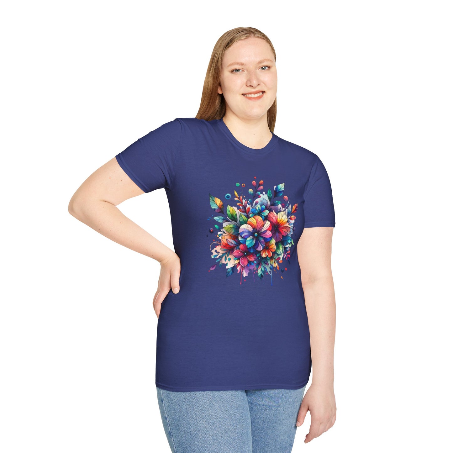 Rainbow Floral Explosion Unisex Graphic T-Shirt