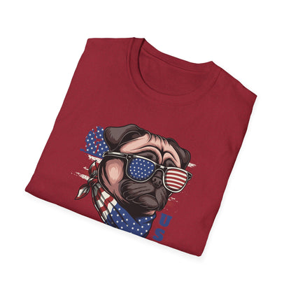 Patriotic Pug Dog USA Unisex Graphic T-Shirt