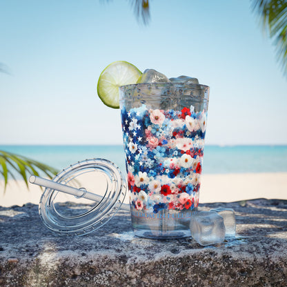 Patriotic Floral 16oz. Insulated Tumbler with Straw