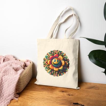 Cheerful Flower Cotton Canvas Tote Bag