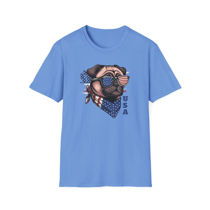 Patriotic Pug Dog USA Unisex Graphic T-Shirt