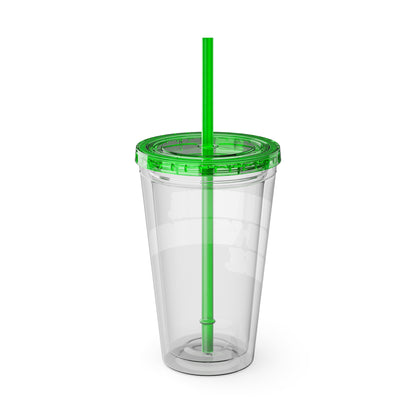 Overthinking. Overcaffeinated. Over It 16oz Insulated Tumbler with Straw
