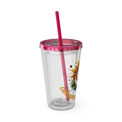 Caffeinated & Unbothered 16oz Insulated Tumbler with Straw