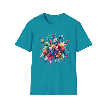 Rainbow Floral Explosion Unisex Graphic T-Shirt