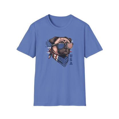 Patriotic Pug Dog USA Unisex Graphic T-Shirt