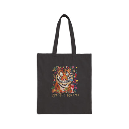 "I Am the Drama" Tiger Cotton Canvas Tote Bag
