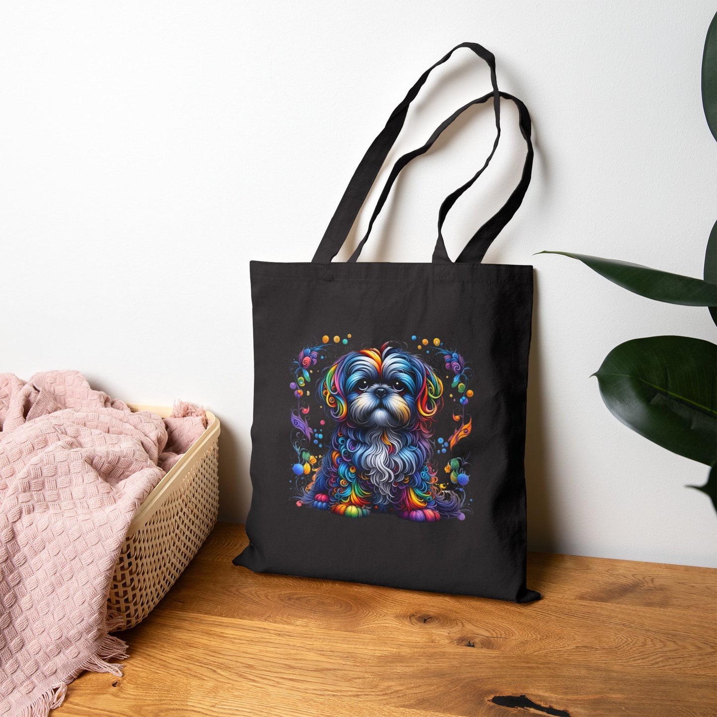 Colorful Shih Tzu Cotton Canvas Tote Bag