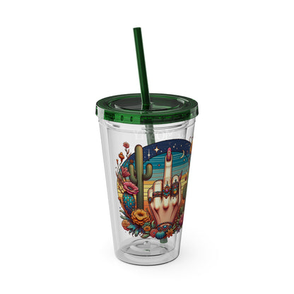 Peace Love Light F* Yourself 16oz Insulated Tumbler with Straw