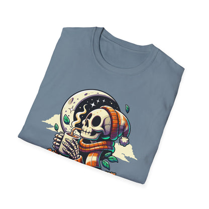 Spooky Coffee Skeleton Unisex Graphic T-Shirt