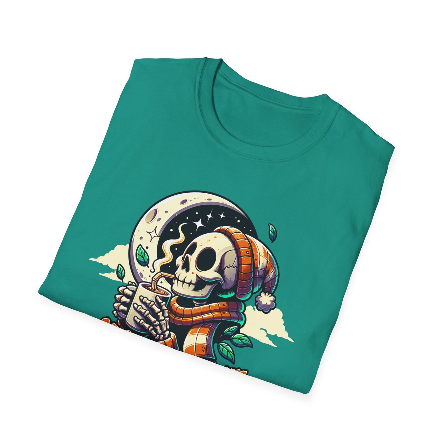 Spooky Coffee Skeleton Unisex Graphic T-Shirt
