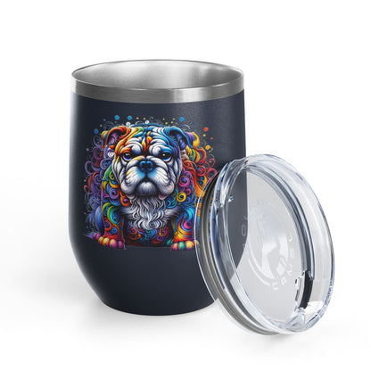 Colorful Bulldog 12oz. Insulated Wine Tumbler