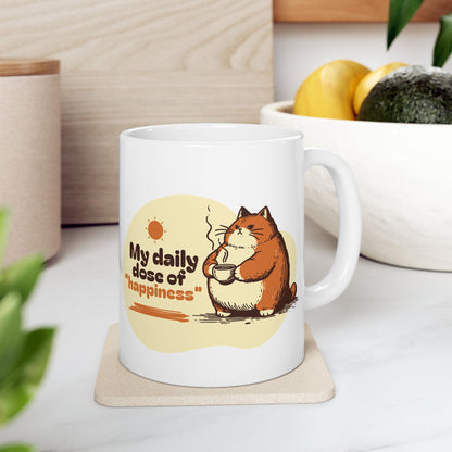 My Daily Dose of Happiness Cute Cat Ceramic Mug
