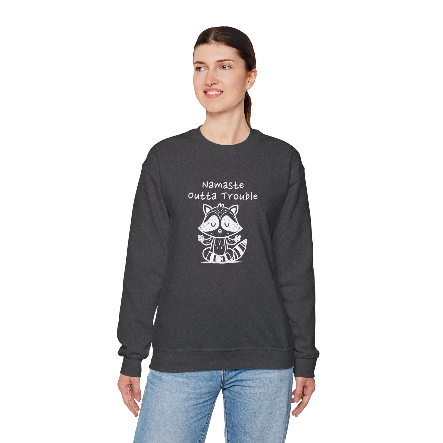 Namaste Outta Trouble Raccoon Unisex Crewneck Sweatshirt