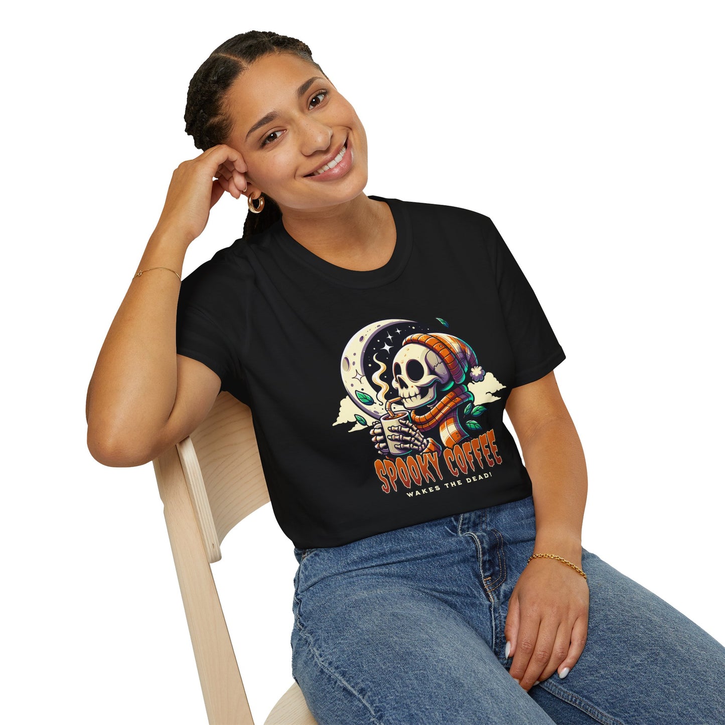 Spooky Coffee Skeleton Unisex Graphic T-Shirt