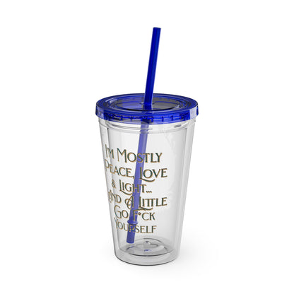 Peace Love Light F* Yourself 16oz Insulated Tumbler with Straw