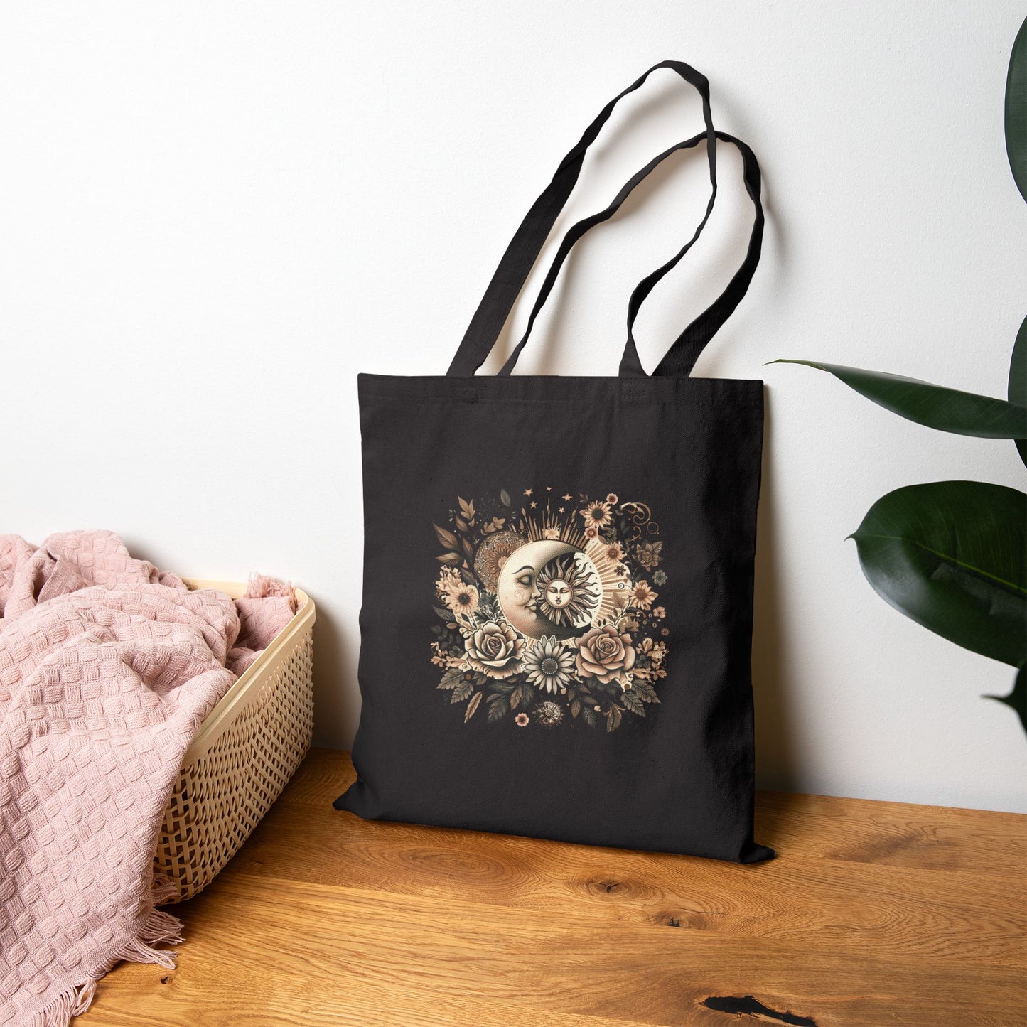 Celestial Bloom Cotton Canvas Tote Bag
