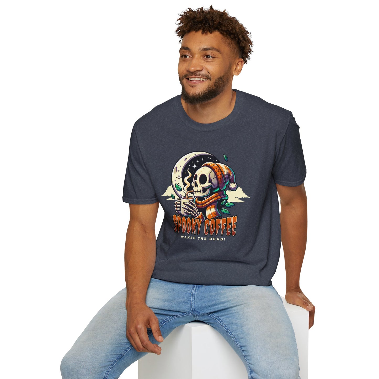 Spooky Coffee Skeleton Unisex Graphic T-Shirt