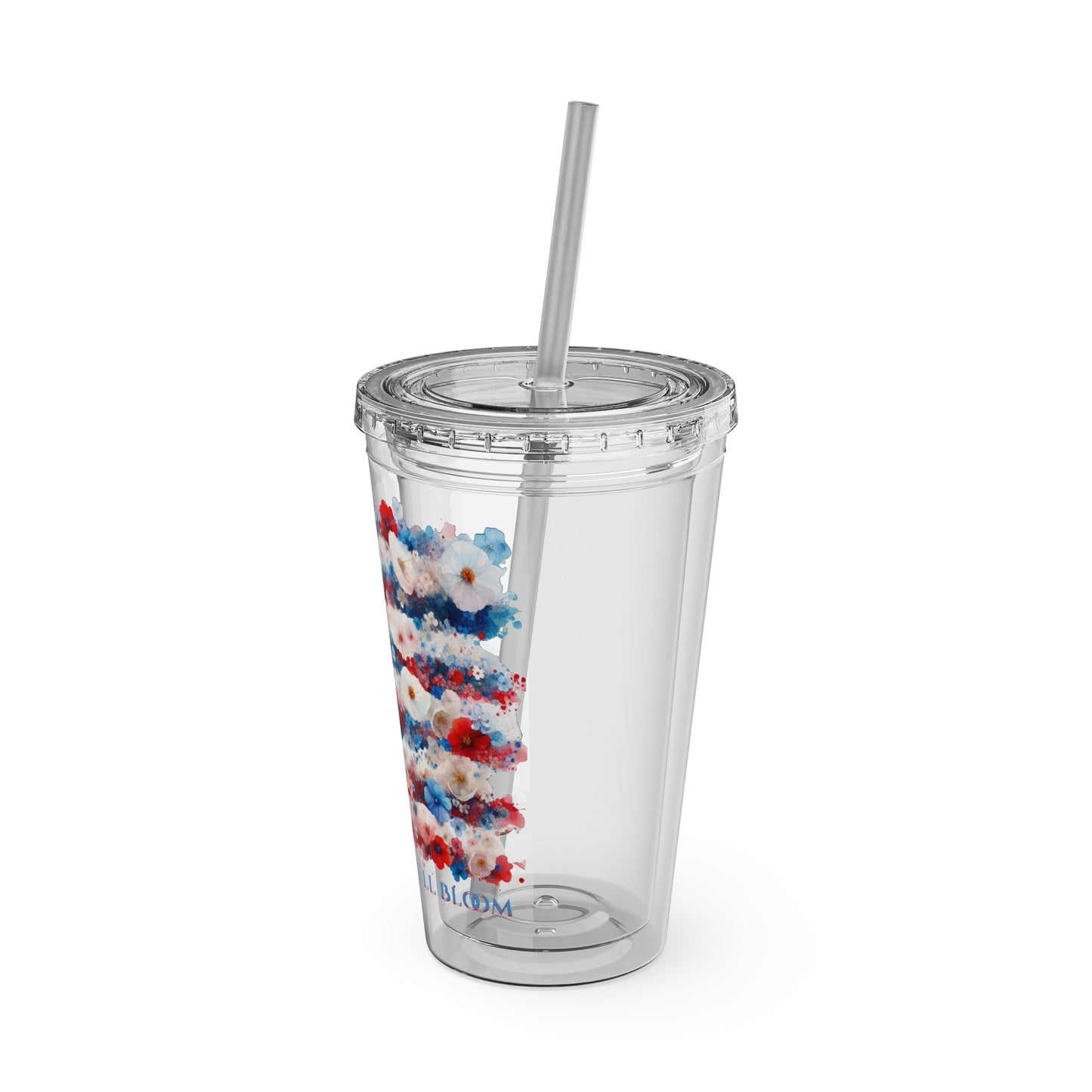 Patriotic Floral 16oz. Insulated Tumbler with Straw