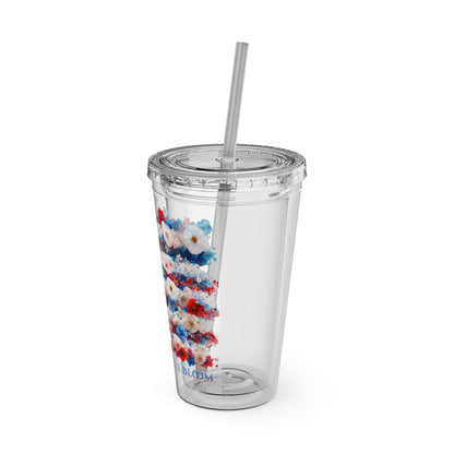 Patriotic Floral 16oz. Insulated Tumbler with Straw